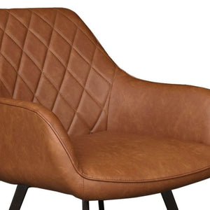 Esszimmerstuhl – Cognac PU-Leder, Schwarzes Metall, Federnder Sitz - Karl | Kick Collection