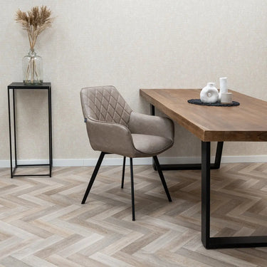 Esszimmerstuhl – Graues Leder, Schwarzes Metall, Federnder Sitz - Karl | Kick Collection