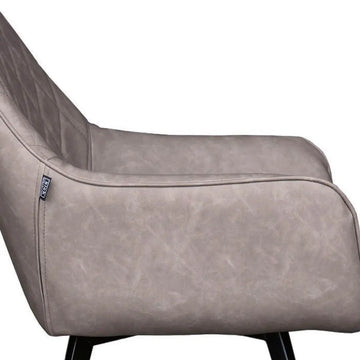 Esszimmerstuhl – Graubeiges PU-Leder, Schwarzes Metall, Federnder Sitz - Karl | Kick Collection