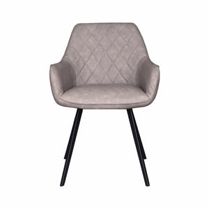 Esszimmerstuhl – Graubeiges PU-Leder, Schwarzes Metall, Federnder Sitz - Karl | Kick Collection