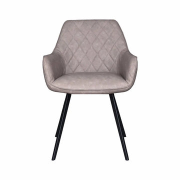 Esszimmerstuhl – Graubeiges PU-Leder, Schwarzes Metall, Federnder Sitz - Karl | Kick Collection