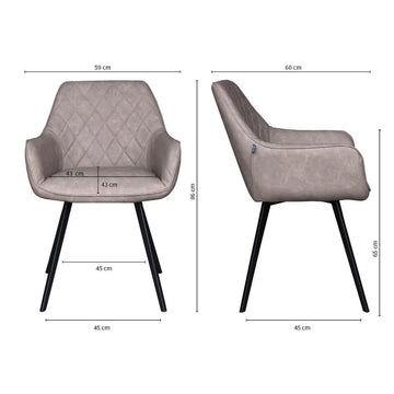 Esszimmerstuhl – Graubeiges PU-Leder, Schwarzes Metall, Federnder Sitz - Karl | Kick Collection