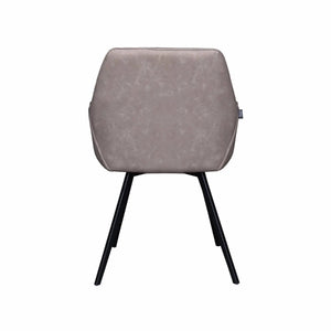 Esszimmerstuhl – Graubeiges PU-Leder, Schwarzes Metall, Federnder Sitz - Karl | Kick Collection