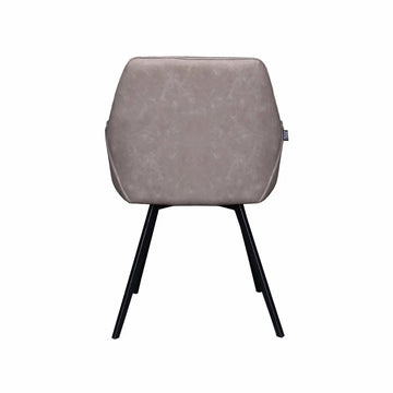Esszimmerstuhl – Graubeiges PU-Leder, Schwarzes Metall, Federnder Sitz - Karl | Kick Collection