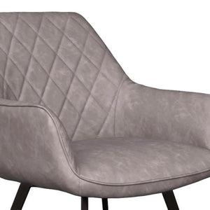 Esszimmerstuhl – Graubeiges PU-Leder, Schwarzes Metall, Federnder Sitz - Karl | Kick Collection