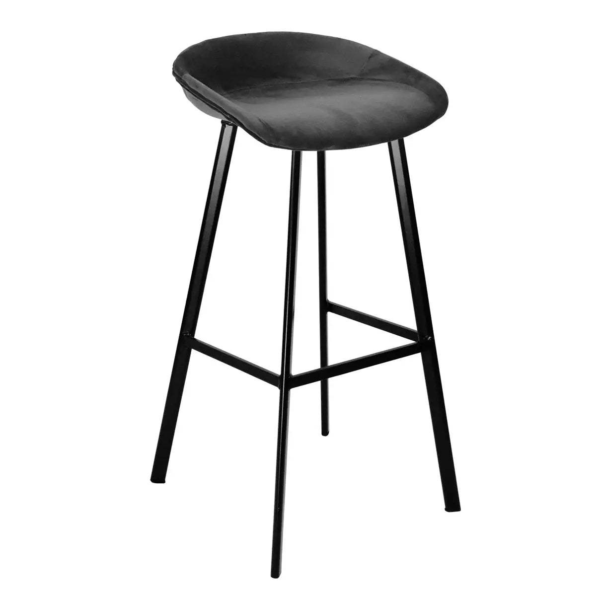 Barhocker – Dunkelgrauer Ton, Velours Sitz, Metall Fuß, 80 cm - Finn | Kick Collection