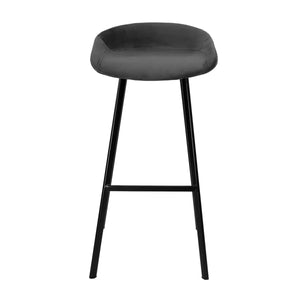 Barhocker – Dunkelgrauer Ton, Velours Sitz, Metall Fuß, 80 cm - Finn | Kick Collection