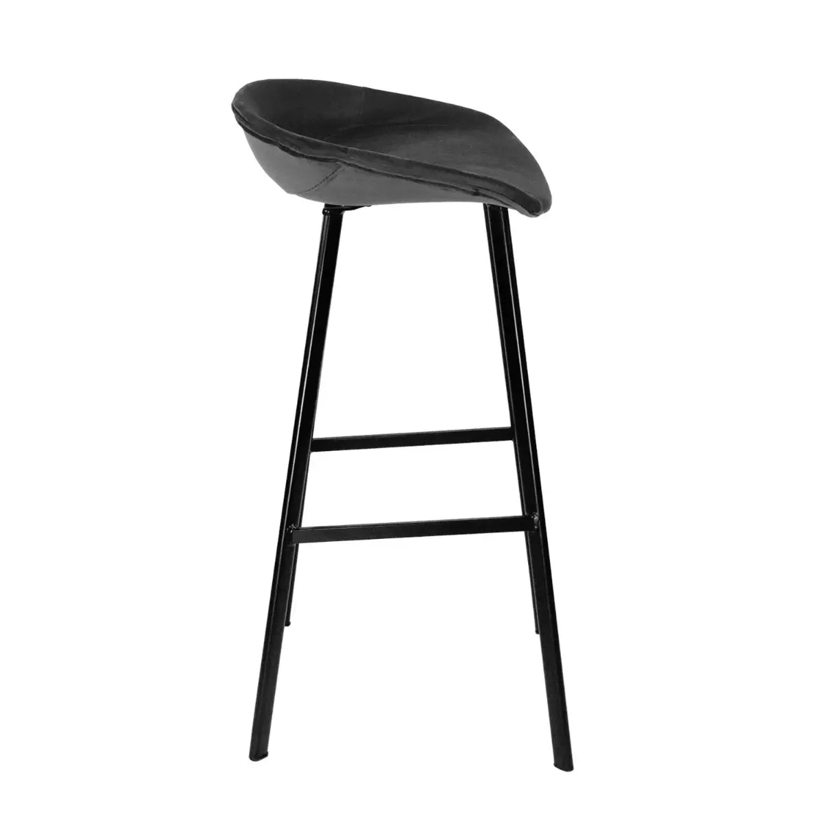 Barhocker – Dunkelgrauer Ton, Velours Sitz, Metall Fuß, 80 cm - Finn | Kick Collection