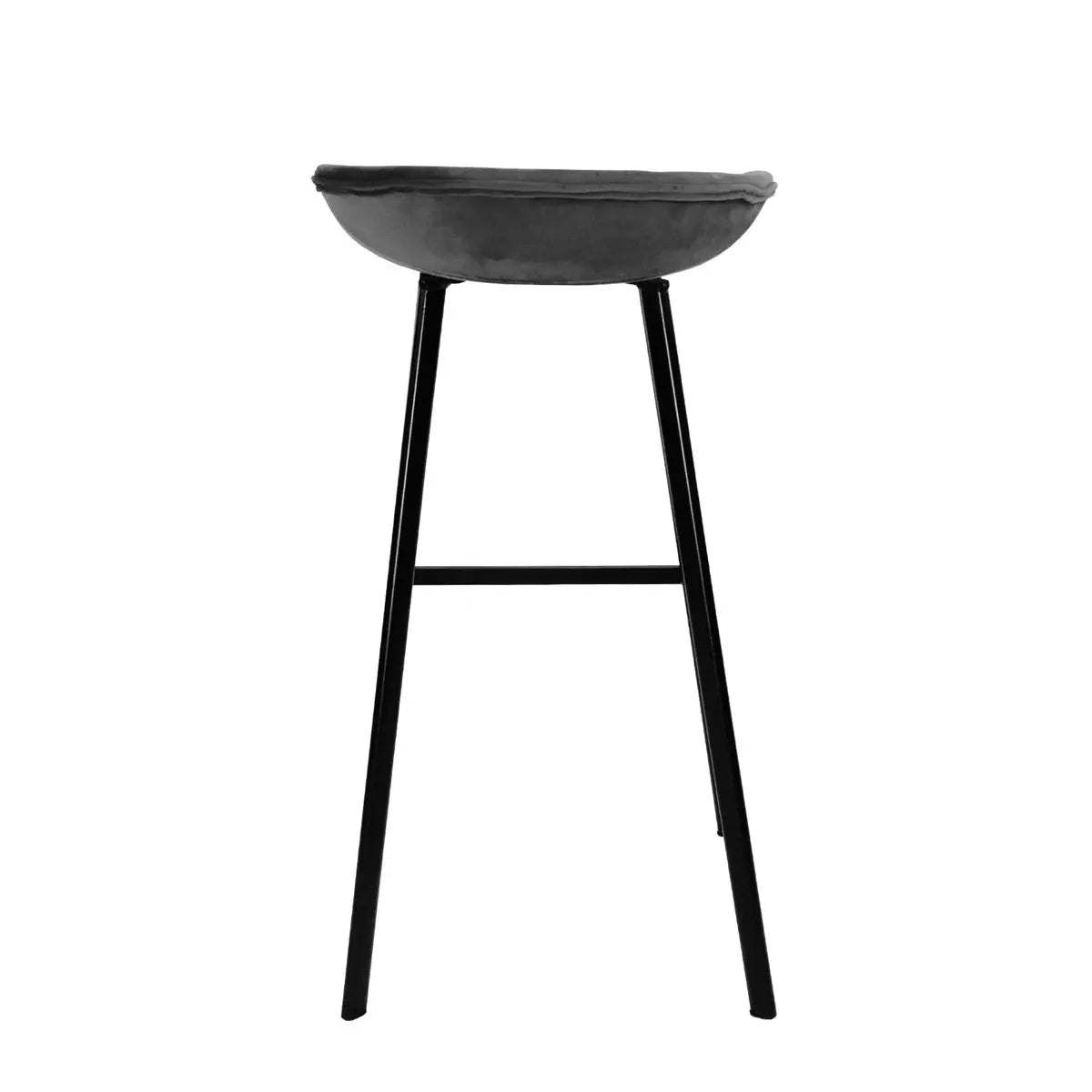 Barhocker – Dunkelgrauer Ton, Velours Sitz, Metall Fuß, 80 cm - Finn | Kick Collection