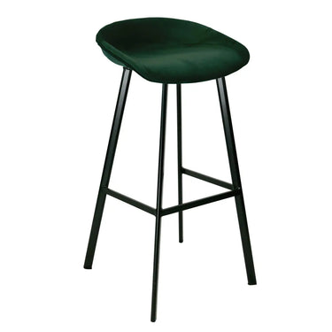 Barhocker – Dunkelgrüner Ton, Velours Sitz, Metall Fuß, 80 cm - Finn | Kick Collection