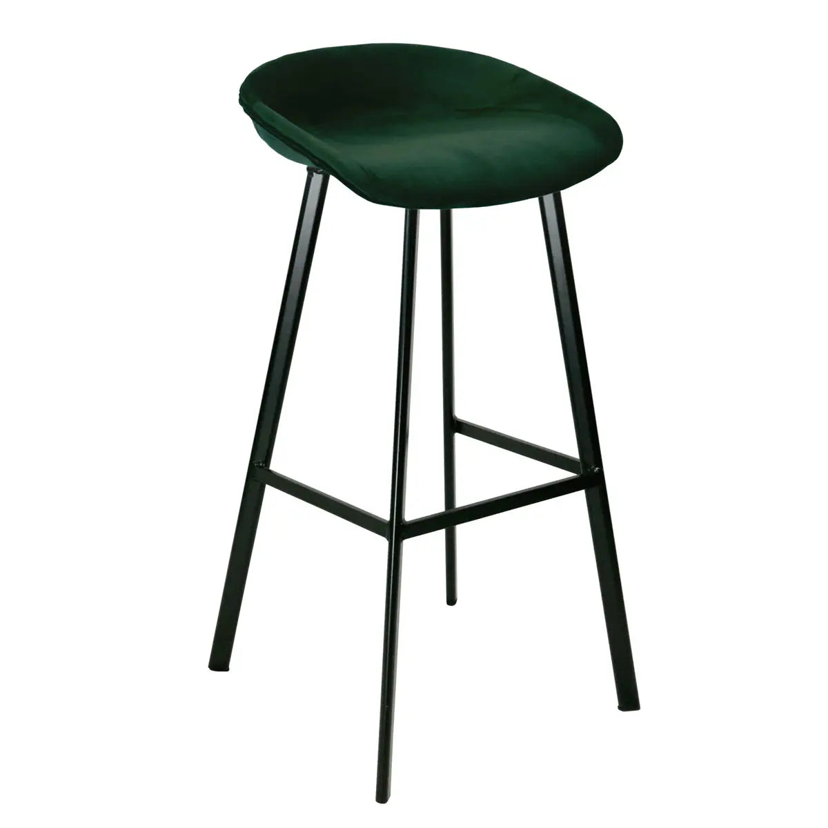 Barhocker – Dunkelgrüner Ton, Velours Sitz, Metall Fuß, 80 cm - Finn | Kick Collection