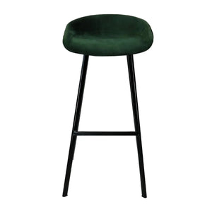 Barhocker – Dunkelgrüner Ton, Velours Sitz, Metall Fuß, 80 cm - Finn | Kick Collection