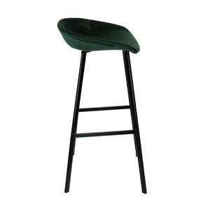 Barhocker – Dunkelgrüner Ton, Velours Sitz, Metall Fuß, 80 cm - Finn | Kick Collection