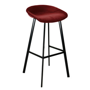Barhocker – Roter Ton, Velours Sitz, Metall Fuß, 70 cm - Finn | Kick Collection