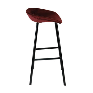 Barhocker – Roter Ton, Velours Sitz, Metall Fuß, 70 cm - Finn | Kick Collection