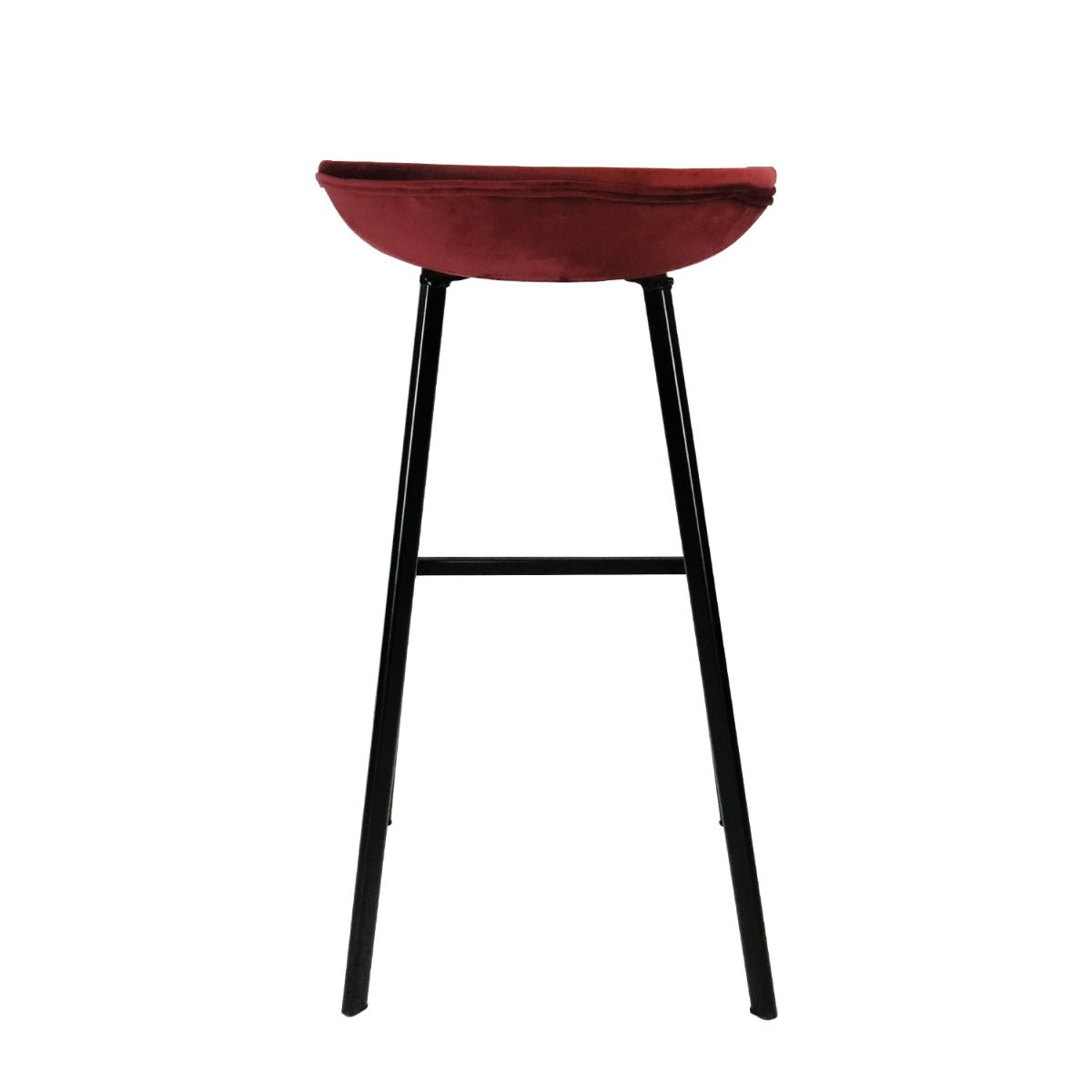 Barhocker – Roter Ton, Velours Sitz, Metall Fuß, 70 cm - Finn | Kick Collection