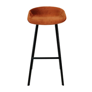 Barhocker – Oranger Ton, Velours Sitz, Metall Fuß, 70 cm - Finn | Kick Collection