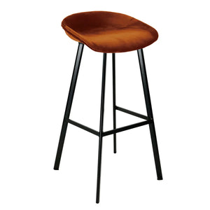 Barhocker – Oranger Ton, Velours Sitz, Metall Fuß, 80 cm - Finn | Kick Collection