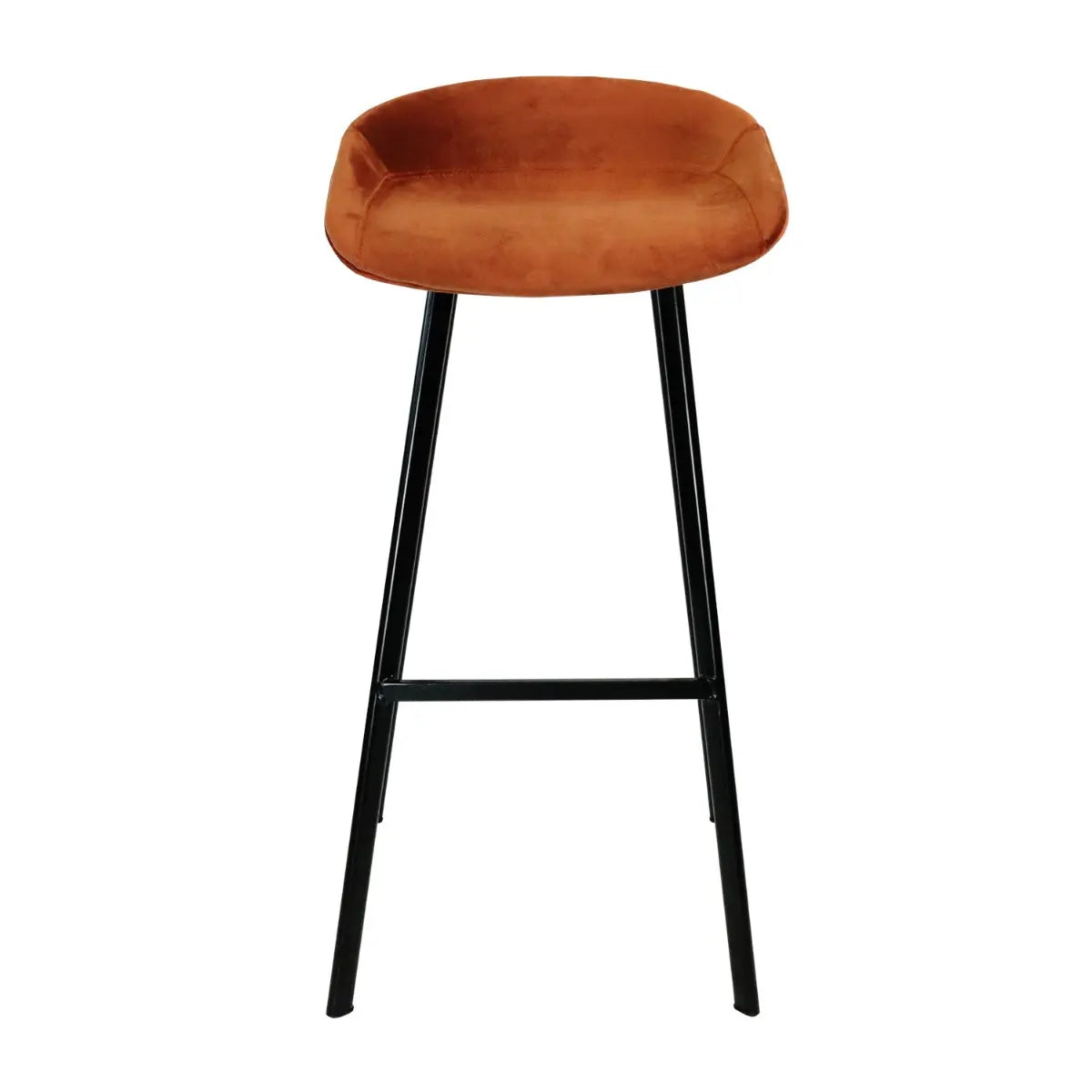 Barhocker – Oranger Ton, Velours Sitz, Metall Fuß, 80 cm - Finn | Kick Collection