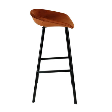 Barhocker – Oranger Samt, Schwarzes Metall, Edle Form - Finn | Kick Collection