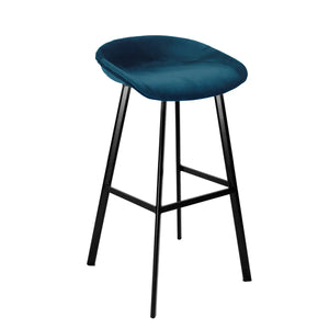 Barhocker – Dunkelblauer Ton, Velours Sitz, Metall Fuß, 70 cm - Finn | Kick Collection
