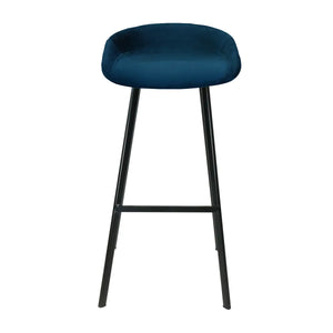 Barhocker – Dunkelblauer Ton, Velours Sitz, Metall Fuß, 70 cm - Finn | Kick Collection