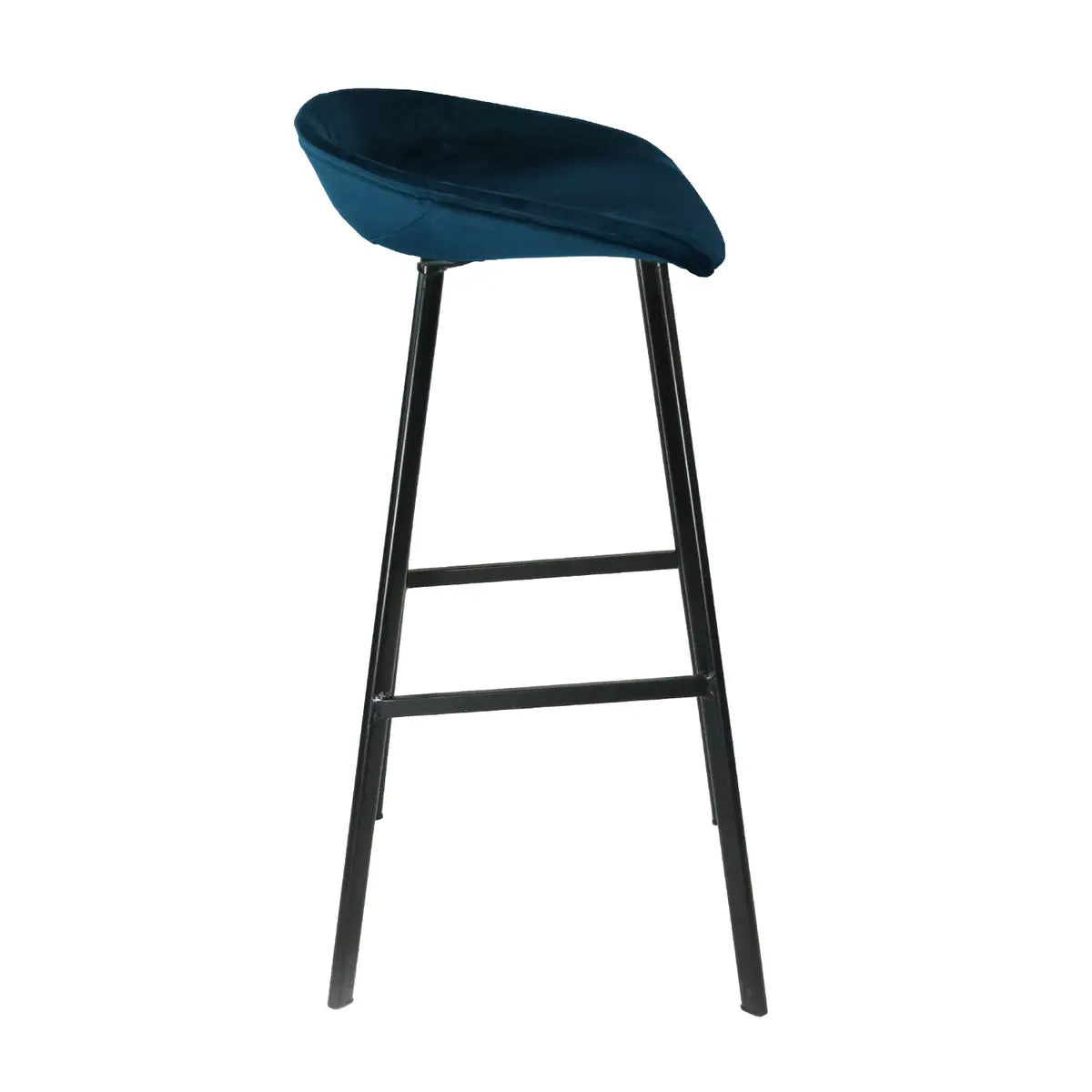 Barhocker – Dunkelblauer Ton, Velours Sitz, Metall Fuß, 70 cm - Finn | Kick Collection