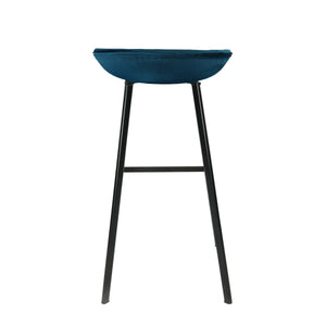 Barhocker – Dunkelblauer Ton, Velours Sitz, Metall Fuß, 70 cm - Finn | Kick Collection