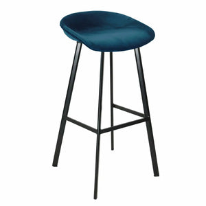 Barhocker – Dunkelblauer Ton, Velours Sitz, Metall Fuß, 80 cm - Finn | Kick Collection
