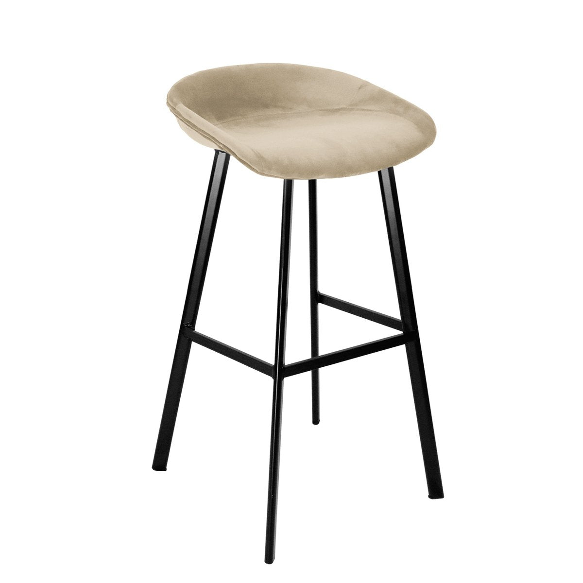 Barhocker – Champagnerfarbener Ton, Velours Sitz, Metall Fuß, 70 cm - Finn | Kick Collection