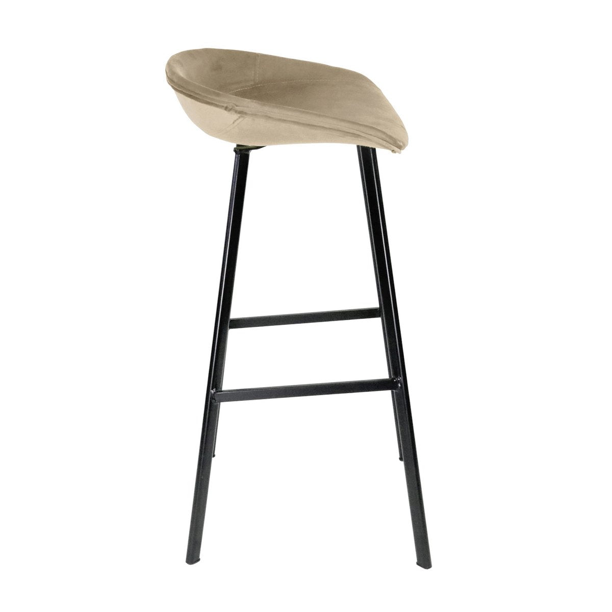 Barhocker – Champagnerfarbener Ton, Velours Sitz, Metall Fuß, 70 cm - Finn | Kick Collection