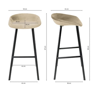 Barhocker – Champagnerfarbener Ton, Velours Sitz, Metall Fuß, 80 cm - Finn | Kick Collection