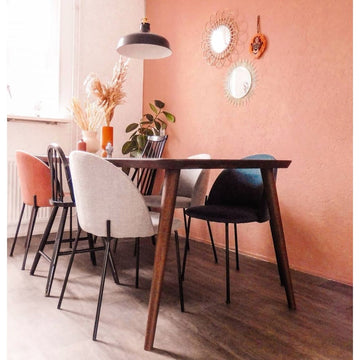 Esszimmerstuhl – Strukturstoff Bezug, Metall Gestell, Champagne Farbe - Noa | Kick Collection
