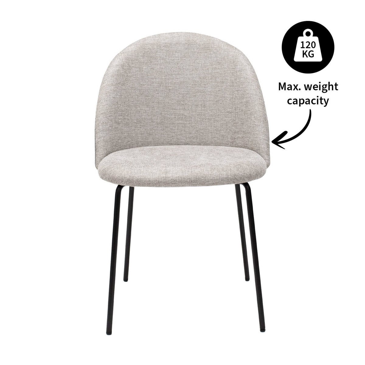 Esszimmerstuhl – Strukturstoff Bezug, Metall Gestell, Champagne Farbe - Noa | Kick Collection