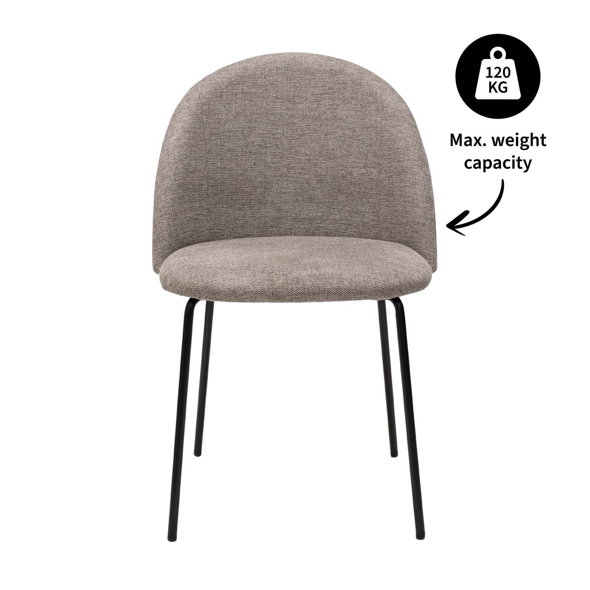 Esszimmerstuhl – Strukturstoff Bezug, Metall Gestell, Taupe Farbe - Noa | Kick Collection