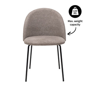 Esszimmerstuhl – Strukturstoff Bezug, Metall Gestell, Taupe Farbe - Noa | Kick Collection
