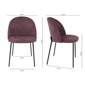 Esszimmerstuhl – Samtstoff Bezug, Metall Gestell, Lila Farbe - Noa | Kick Collection