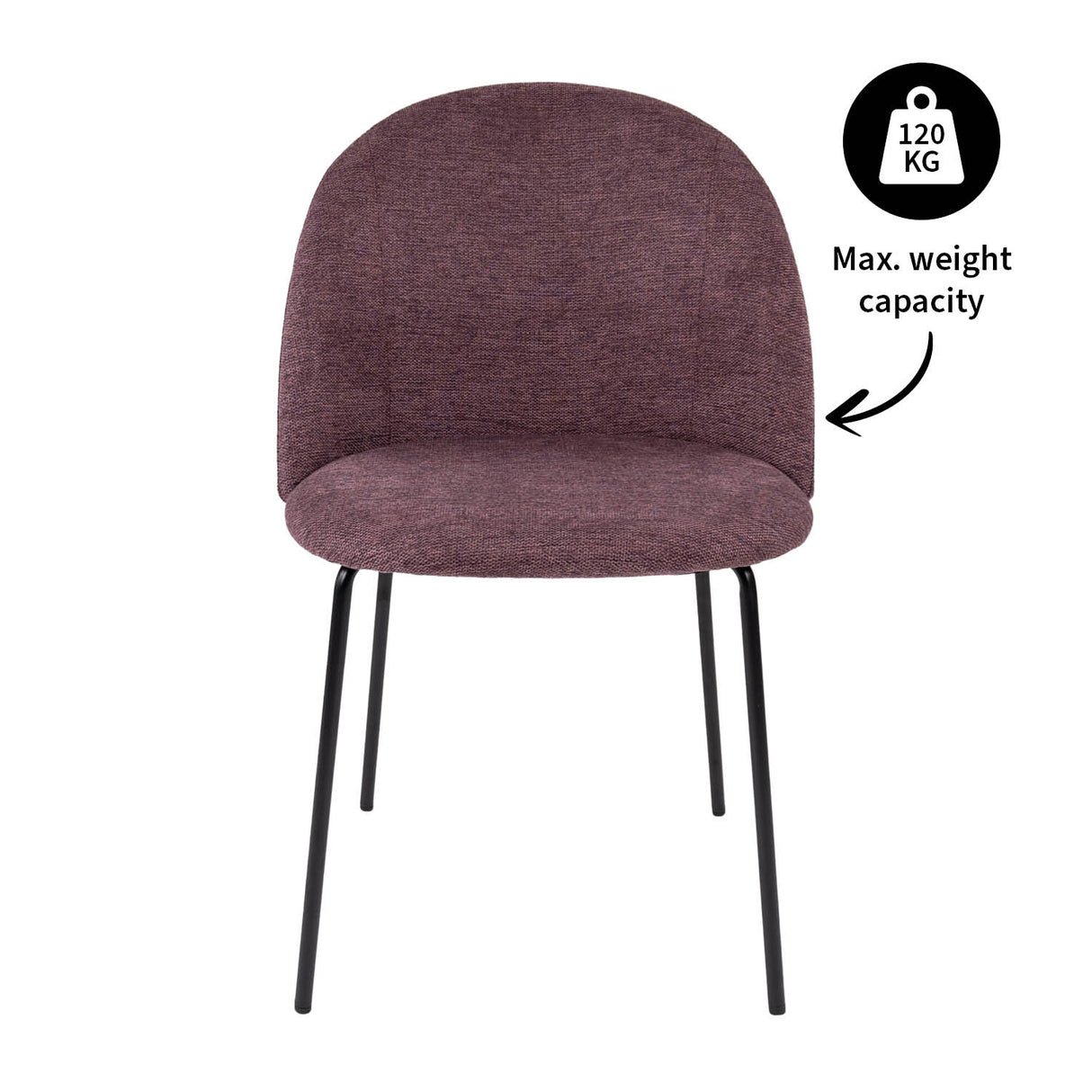 Esszimmerstuhl – Samtstoff Bezug, Metall Gestell, Lila Farbe - Noa | Kick Collection