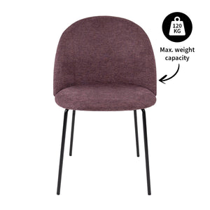 Esszimmerstuhl – Samtstoff Bezug, Metall Gestell, Lila Farbe - Noa | Kick Collection