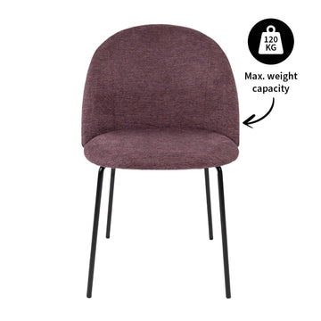 Esszimmerstuhl – Samtstoff Bezug, Metall Gestell, Lila Farbe - Noa | Kick Collection