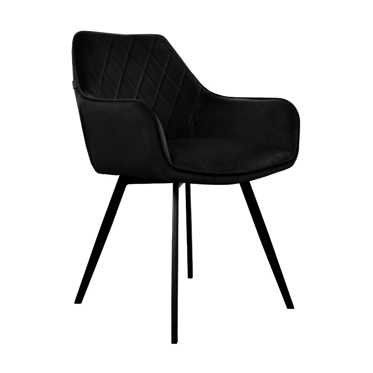 Esszimmerstuhl – Schwarzer Velvet Stoff, Schwarzes Metall, Schwarze Farbe - Karl | Kick Collection