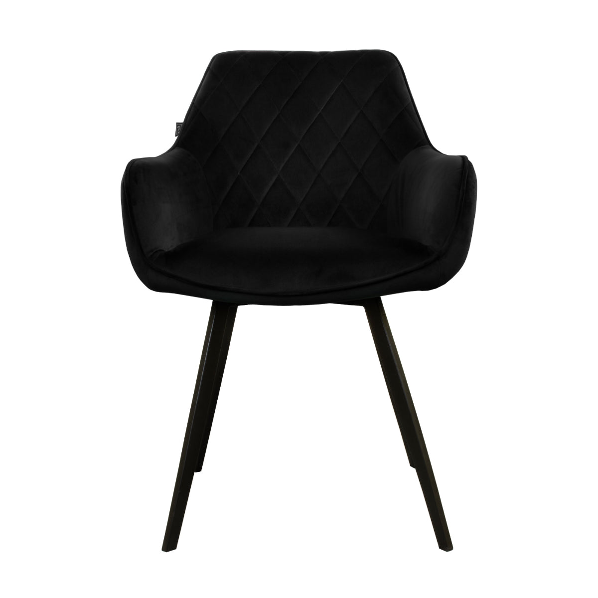 Esszimmerstuhl – Schwarzer Velvet Stoff, Schwarzes Metall, Schwarze Farbe - Karl | Kick Collection