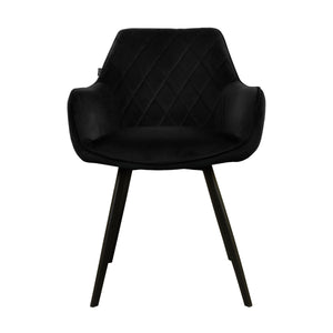 Esszimmerstuhl – Schwarzer Velvet Stoff, Schwarzes Metall, Schwarze Farbe - Karl | Kick Collection