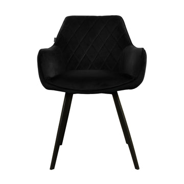 Esszimmerstuhl – Schwarzer Velvet Stoff, Schwarzes Metall, Schwarze Farbe - Karl | Kick Collection