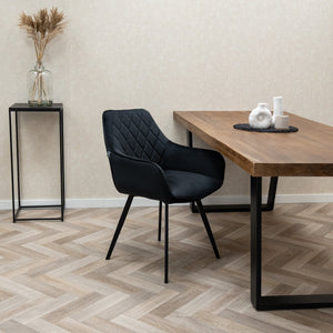 Esszimmerstuhl – Schwarzer Velvet Stoff, Schwarzes Metall, Schwarze Farbe - Karl | Kick Collection