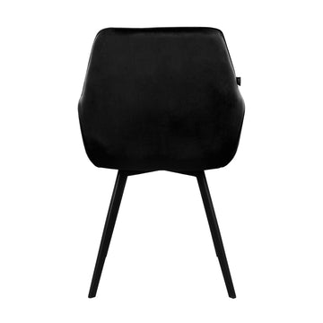Esszimmerstuhl – Schwarzer Velvet Stoff, Schwarzes Metall, Schwarze Farbe - Karl | Kick Collection