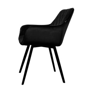 Esszimmerstuhl – Schwarzer Velvet Stoff, Schwarzes Metall, Schwarze Farbe - Karl | Kick Collection