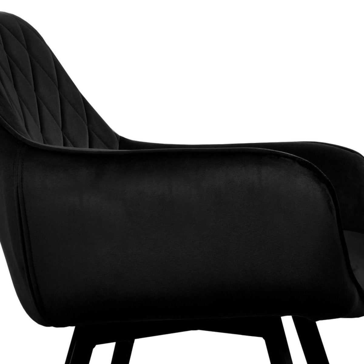 Esszimmerstuhl – Schwarzer Velvet Stoff, Schwarzes Metall, Schwarze Farbe - Karl | Kick Collection