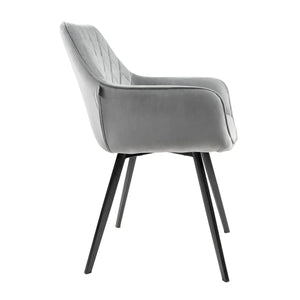Esszimmerstuhl – Velvet Stoff, Schwarzes Metallgestell, Graue Farbe - Karl | Kick Collection