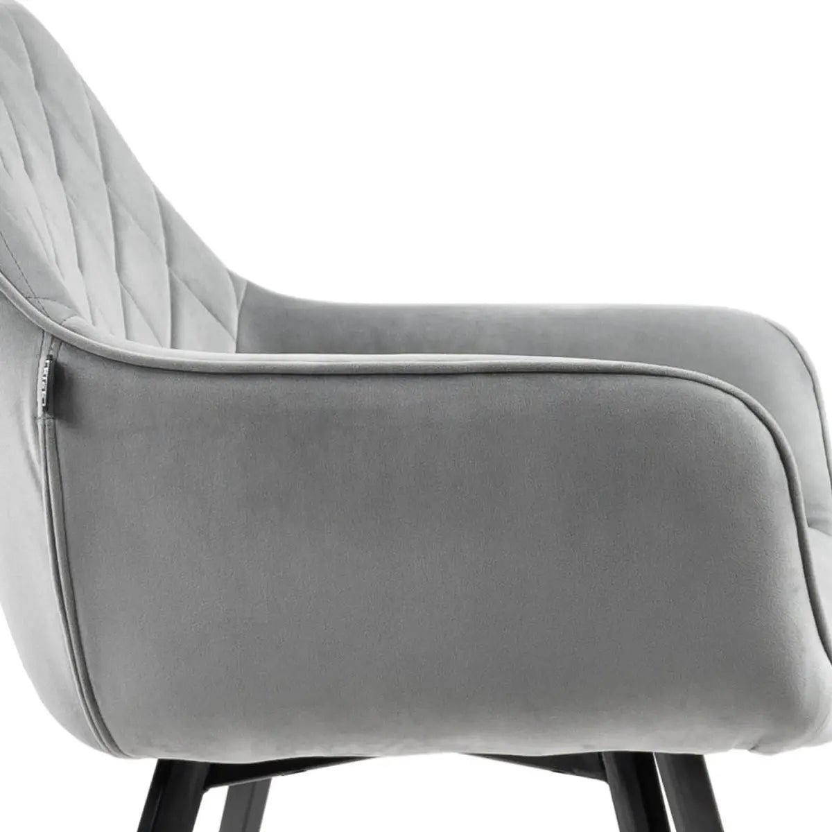 Esszimmerstuhl – Velvet Stoff, Schwarzes Metallgestell, Graue Farbe - Karl | Kick Collection